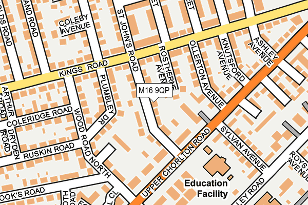 M16 9QP map - OS OpenMap – Local (Ordnance Survey)