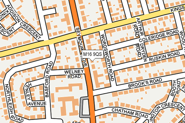 M16 9QS map - OS OpenMap – Local (Ordnance Survey)
