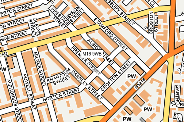 M16 9WB map - OS OpenMap – Local (Ordnance Survey)