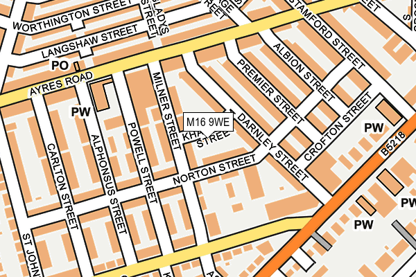 M16 9WE map - OS OpenMap – Local (Ordnance Survey)