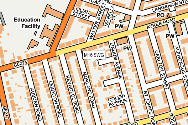 M16 9WG map - OS OpenMap – Local (Ordnance Survey)