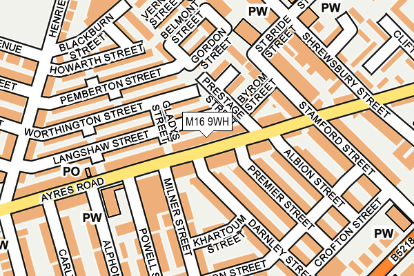 M16 9WH map - OS OpenMap – Local (Ordnance Survey)