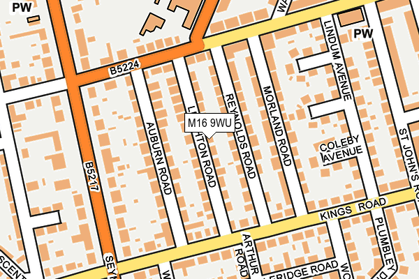 M16 9WU map - OS OpenMap – Local (Ordnance Survey)