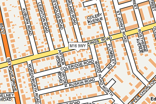 M16 9WY map - OS OpenMap – Local (Ordnance Survey)