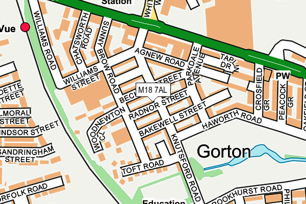 M18 7AL map - OS OpenMap – Local (Ordnance Survey)