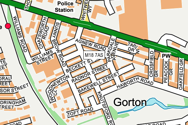 M18 7AS map - OS OpenMap – Local (Ordnance Survey)