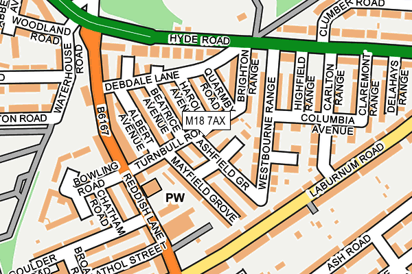 M18 7AX map - OS OpenMap – Local (Ordnance Survey)