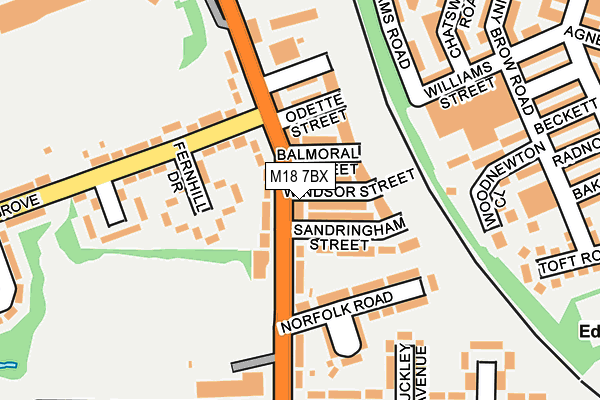 M18 7BX map - OS OpenMap – Local (Ordnance Survey)