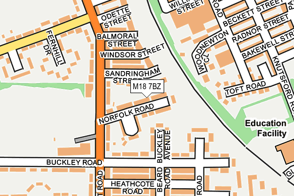M18 7BZ map - OS OpenMap – Local (Ordnance Survey)