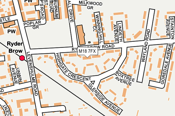 M18 7FX map - OS OpenMap – Local (Ordnance Survey)