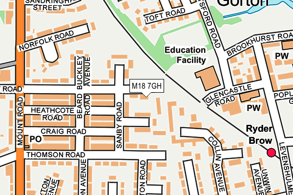 M18 7GH map - OS OpenMap – Local (Ordnance Survey)