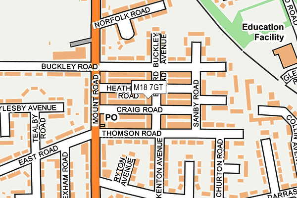 M18 7GT map - OS OpenMap – Local (Ordnance Survey)