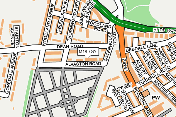 M18 7GY map - OS OpenMap – Local (Ordnance Survey)