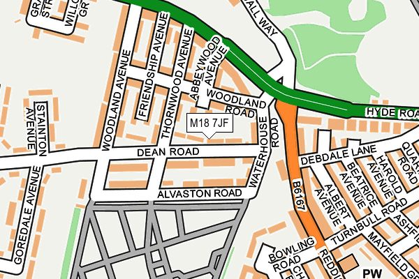 M18 7JF map - OS OpenMap – Local (Ordnance Survey)