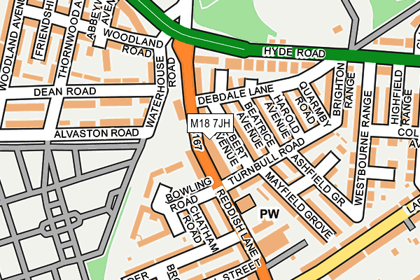 M18 7JH map - OS OpenMap – Local (Ordnance Survey)