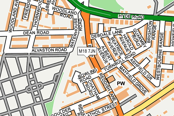M18 7JN map - OS OpenMap – Local (Ordnance Survey)