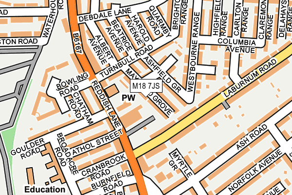 M18 7JS map - OS OpenMap – Local (Ordnance Survey)