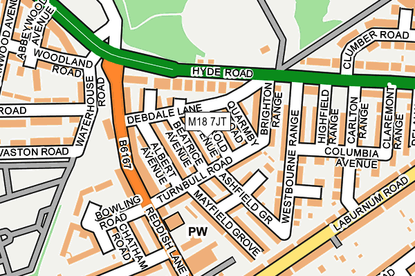 M18 7JT map - OS OpenMap – Local (Ordnance Survey)