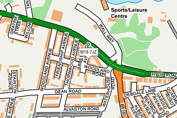 M18 7JZ map - OS OpenMap – Local (Ordnance Survey)