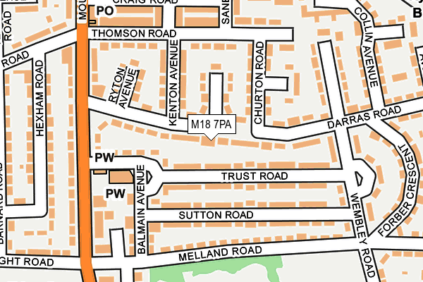 M18 7PA map - OS OpenMap – Local (Ordnance Survey)