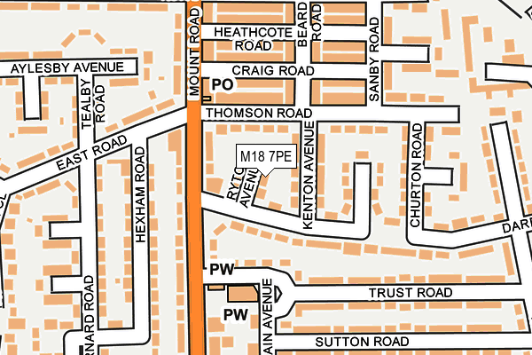 M18 7PE map - OS OpenMap – Local (Ordnance Survey)