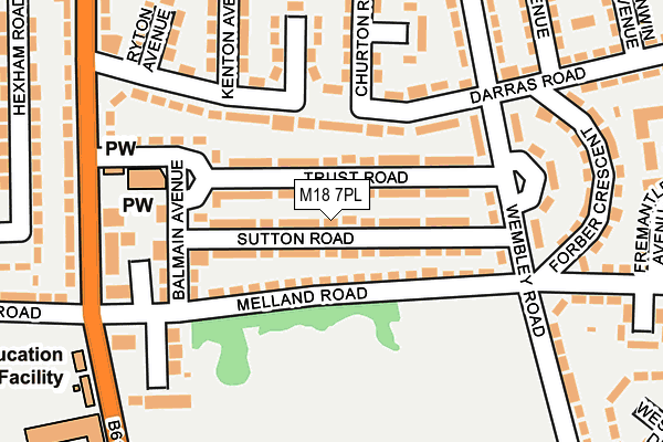 M18 7PL map - OS OpenMap – Local (Ordnance Survey)