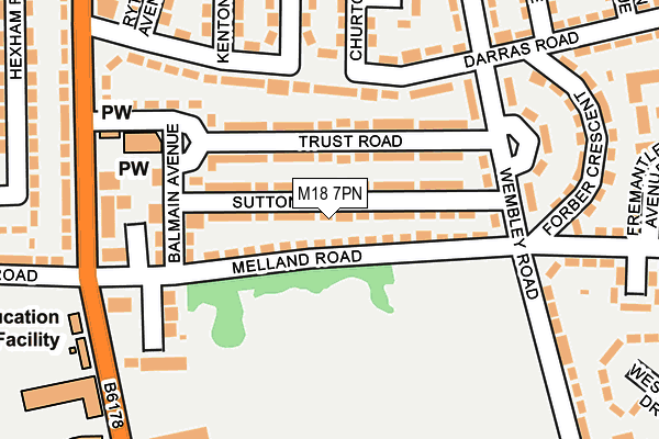 M18 7PN map - OS OpenMap – Local (Ordnance Survey)