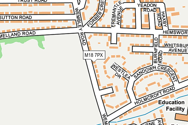 M18 7PX map - OS OpenMap – Local (Ordnance Survey)