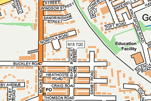 M18 7QD map - OS OpenMap – Local (Ordnance Survey)