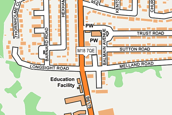 M18 7QE map - OS OpenMap – Local (Ordnance Survey)