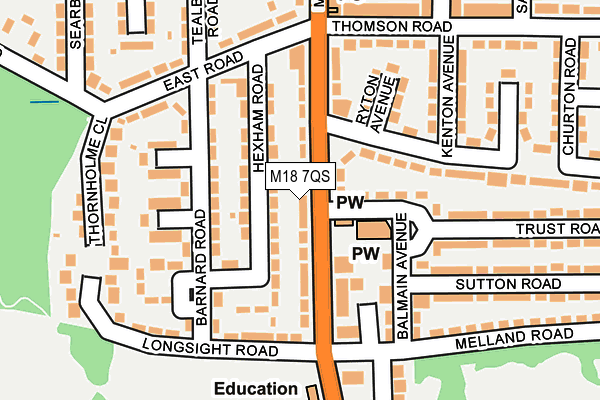 M18 7QS map - OS OpenMap – Local (Ordnance Survey)