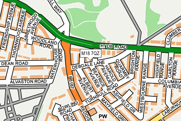 M18 7QZ map - OS OpenMap – Local (Ordnance Survey)