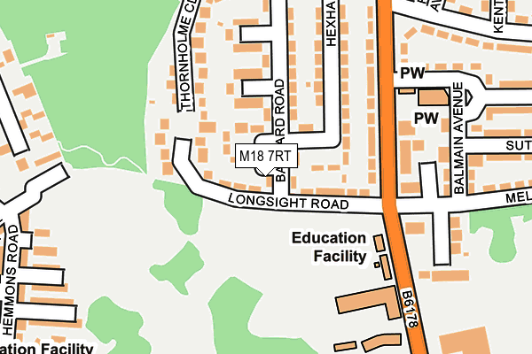 M18 7RT map - OS OpenMap – Local (Ordnance Survey)