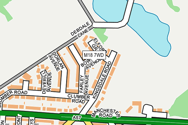 M18 7WD map - OS OpenMap – Local (Ordnance Survey)