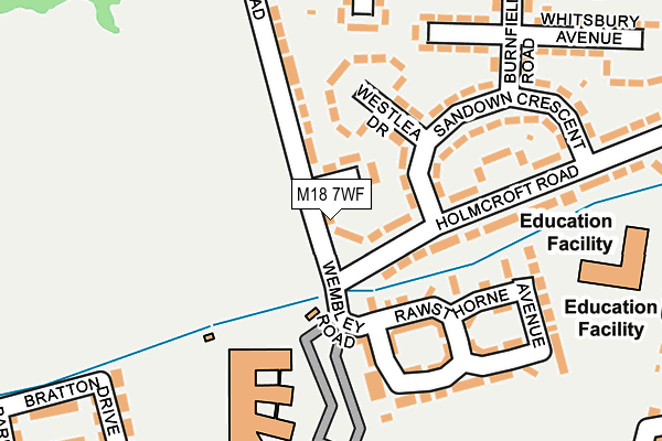 M18 7WF map - OS OpenMap – Local (Ordnance Survey)