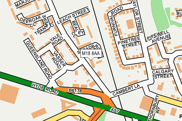 M18 8AA map - OS OpenMap – Local (Ordnance Survey)