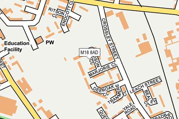 M18 8AD map - OS OpenMap – Local (Ordnance Survey)