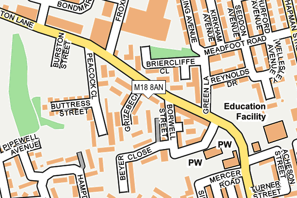 M18 8AN map - OS OpenMap – Local (Ordnance Survey)