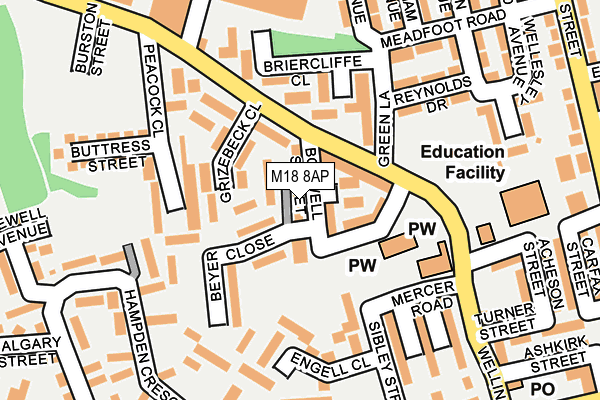 M18 8AP map - OS OpenMap – Local (Ordnance Survey)