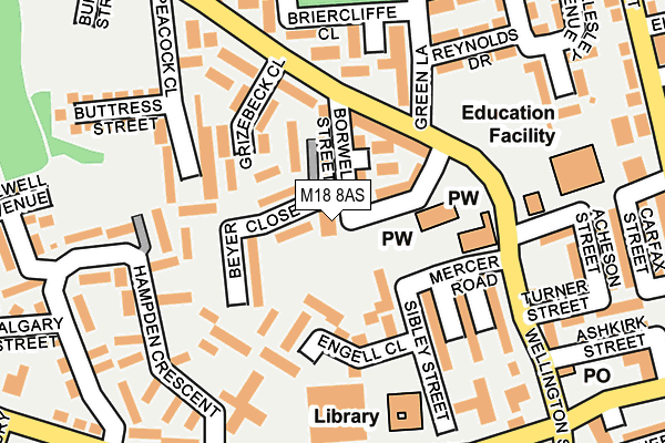 M18 8AS map - OS OpenMap – Local (Ordnance Survey)