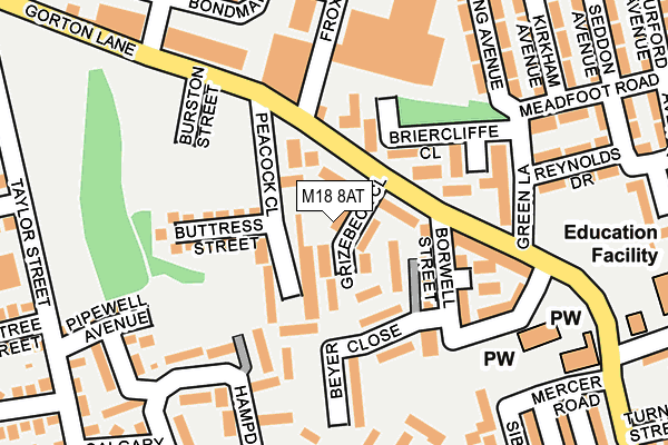 M18 8AT map - OS OpenMap – Local (Ordnance Survey)