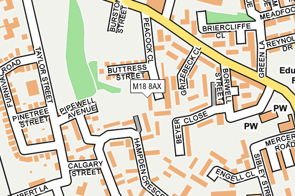 M18 8AX map - OS OpenMap – Local (Ordnance Survey)