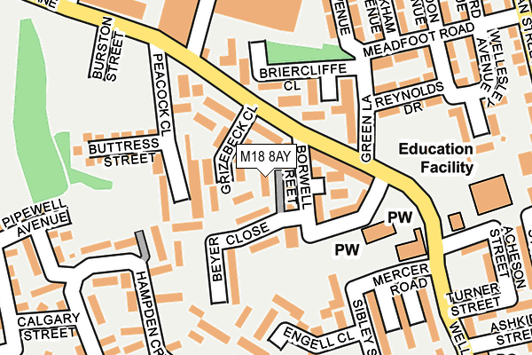 M18 8AY map - OS OpenMap – Local (Ordnance Survey)