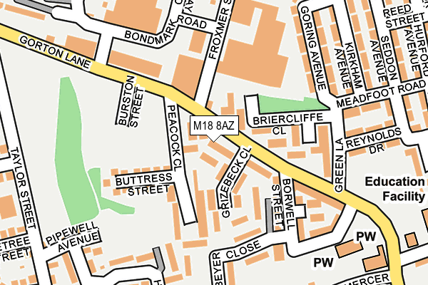 M18 8AZ map - OS OpenMap – Local (Ordnance Survey)