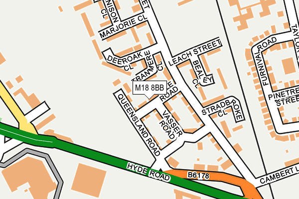 M18 8BB map - OS OpenMap – Local (Ordnance Survey)