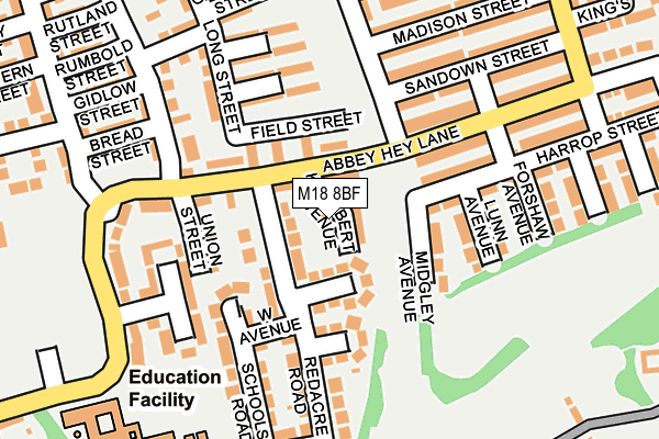 M18 8BF map - OS OpenMap – Local (Ordnance Survey)