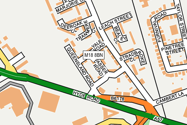 M18 8BN map - OS OpenMap – Local (Ordnance Survey)