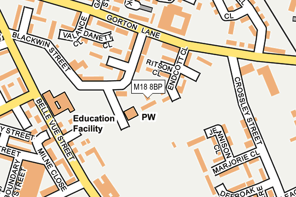 M18 8BP map - OS OpenMap – Local (Ordnance Survey)