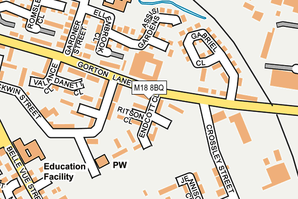 M18 8BQ map - OS OpenMap – Local (Ordnance Survey)