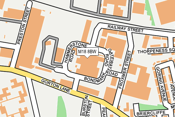 M18 8BW map - OS OpenMap – Local (Ordnance Survey)